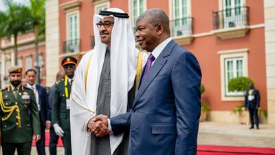 The UAE President with Mr Lourenco at the presidential palace