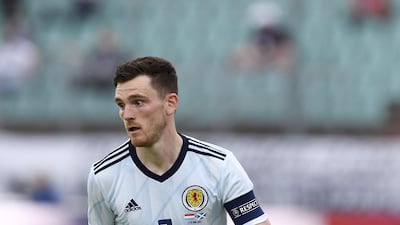 Scotland's Andrew Robertson is in the top 30 most valuable players at Euro 2020, according to transfermrkt.com, worth €65m. AFP