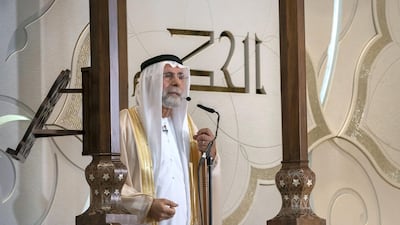 Dr Farouq Hammada, Islamic Consultant for the Crown Prince Court of Abu Dhabi, delivers a sermon during Friday prayers at Sheikh Zayed Grand Mosque.