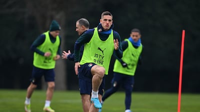 Nicolo Zaniolo trains at Centro Tecnico Federale di Coverciano in Florence. Getty
