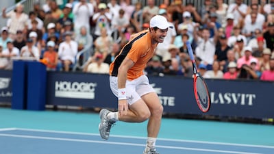Andy Murray hurts his ankle during a Miami Open match against Tomas Machac at the Hard Rock Stadium. AFP