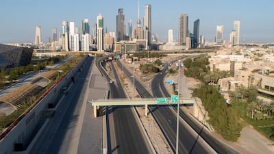 An aerial view shows very little traffic on the roads of Kuwait City after the country entered virtual lockdown. Reuters