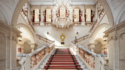 A grand staircase inside.