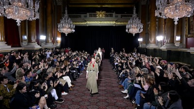Models walk the runway at the Simone Rocha show during London Fashion Week at Goldsmiths' Hall in the UK capital. Getty Images