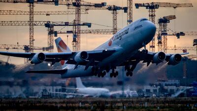 A Boeing 747 aircraft takes off at the airport in Frankfurt, Germany. AP Photo