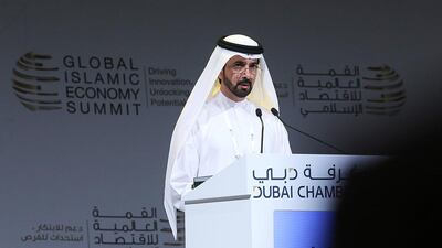 The Central Bank governor Mubarak Rashed Al Mansoori expects economic growth to slow to 3 per cent this year, from 4 per cent last year. Satish Kumar / The National