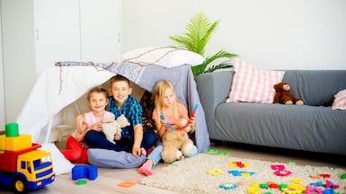 From indoor obstacle courses to colour-coded treasure hunts, there are plenty of screen-free ways to keep children of all ages entertained indoors. Getty Images