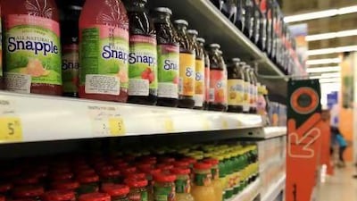 Snapple drinks were still on the shelves at Carrefour stores in Marina Mall in Abu Dhabi. Ravindranath K / The National