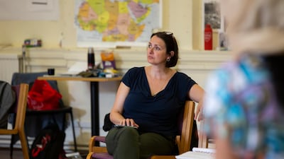 Hannah Khalil attends a rehearsal for ‘A Museum in Baghdad’. Courtesy Ellie Kurttz