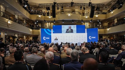 Munich Security Conference chairman Wolfgang Ischinger gives a speech. AFP