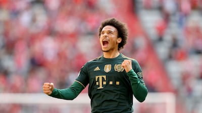 Leroy Sane of FC Bayern celebrates scoring the opening goal. Getty Images