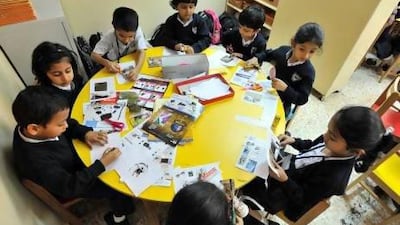 Pupils in class at the New Indian Model School in Dubai, United Arab Emirates. Charles Crowell / The National