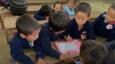 The pupils donated whiteboards and erasers so they could work at their desks. Screengrab