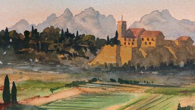 'View in South of France' by the UK's Prince Charles. The largest exhibition of work by the heir to the British throne is on display at The Garrison Chapel, at Chelsea Barracks, in Belgravia, London. Photo: Prince's Foundation