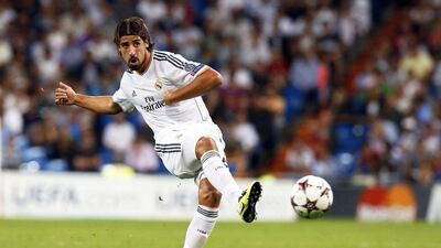 Sami Khedira takes a free kick for Real Madrid during the 2013/14 Champions League. He was little-used by the Spanish giants in 2014/15. Juan Carlos Hidalgo / EPA / October 2, 2013