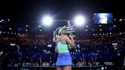 Sofia Kenin celebrates in Melbourne. Getty