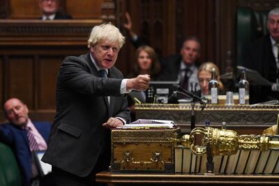British Prime Minister Boris Johnson speaks in Parliament in London this month. His administration may be about to break international law. Reuters