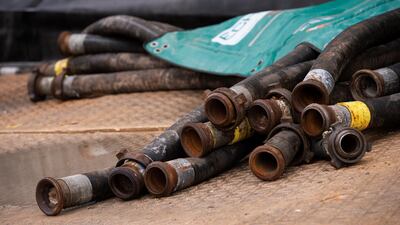 Old water tubes lie on the ground as shale gas developer Cuadrilla Resources prepares to start fracking next week (Reuters)