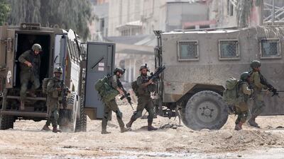 Israeli soldiers patrolling Nur Shams camp for Palestinian refugees near the city of Tulkarm in the occupied West Bank. AFP
