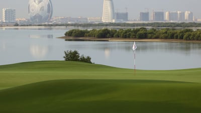 ABU DHABI, UNITED ARAB EMIRATES - JANUARY 19: A general view of the ninth green during the Pro-Am prior to the Abu Dhabi HSBC Championship at Yas Links Golf Course on January 19, 2022 in Abu Dhabi, United Arab Emirates. (Photo by Andrew Redington / Getty Images)