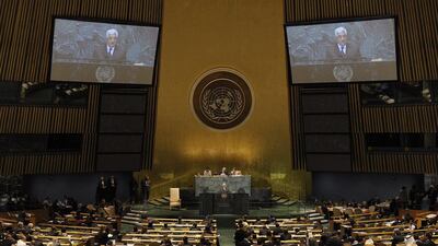 Palestinian president Mahmoud Abbas addresses the UN General Assembly. Are such meetings nothing more than talking shops? Photo: Emmanuel Dunand / AFP