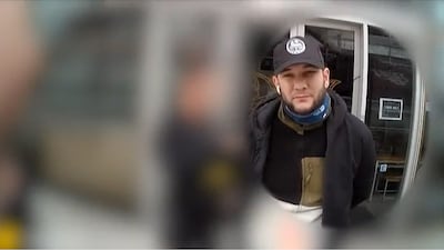 Metropolitan Police handout image of a video grab taken from body camera footage of Magomed-Husejn Dovtaev being arrested by counter-terrorism police officers after he was seen filming the headquarters of Persian-language television channel Iran International. Wednesday December 20, 2023. PA