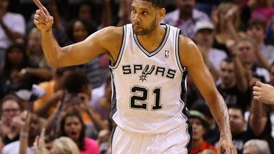 Tim Duncan was in excellent form against the Oklahoma City Thunder. Ronald Martinez / Getty Images / AFP