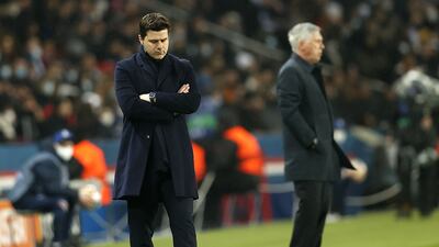 PSG manager Mauricio Pochettino and Real Madrid's Carlo Ancelotti patrol the touchline. EPA