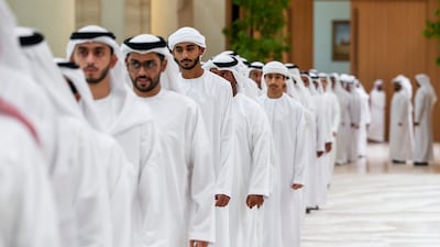 Guests attend the Eid Al Adha reception at Mushrif Palace