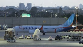 A Flydubai aircraft carrying passengers from Tabuk, Saudi Arabia, after landing at Ben Gurion International Airport near Tel Aviv, Israel, on Wednesday. EPA