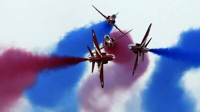 The world famous Red Arrows will perform above Abu Dhabi's Corniche today. Karim Sahib / AFP