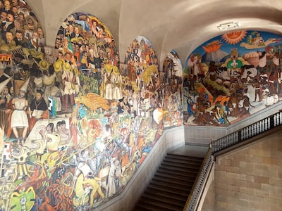 Diego Rivera’s murals on Mexico’s history at the Palacio Nacional. Courtesy Charukesi Ramadurai