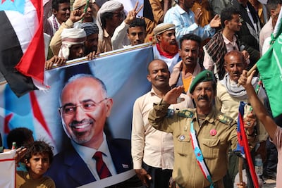 Yemeni supporters of STC leader Aidarous Al Zubaidi at a rally. AFP