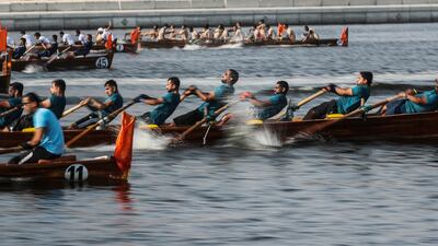 Competitors put their backs into the task.