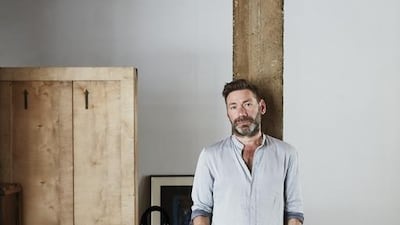 Artist Mat Collishaw with his Lady Dior bag designs. Jake Curtis for The National