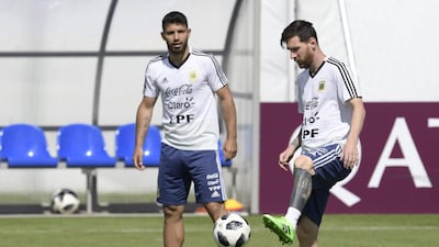 Sergio Aguero, left, with team up with Lionel Messi as Argentina attempt to win the Copa America. AFP