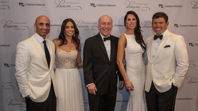 Yousef and Abeer Al Otaiba, Kurt Newman, and Amy and Bret Baier in the media room prior to Friday’s gala for Washington’s Children’s National Medical Center. Evelyn Hockstein for The National / April 11, 2014