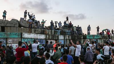 A Palestinian band performs during the third edition of the Red Carpet Film Festival in Gaza City in 2017. Getty.