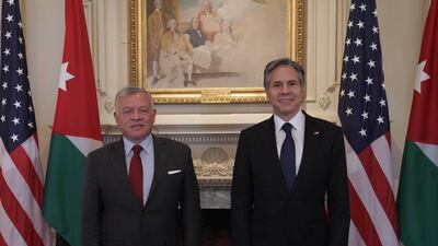 King Abdullah II and Antony Blinken.