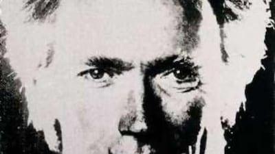 Section from Andy Warhol's classic 1984 portrait of Clint Eastwood.