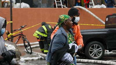 The high-rise building is evacuated. AP