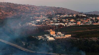 A location near the southern Lebanese village of Maroun al-Ras, close to the border with Israel, shows smoke rising from fires along the border with Israel. AFP