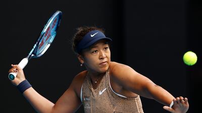 Naomi Osaka plays a forehand to Alize Cornet of France during their Melbourne Summer Set match. Getty
