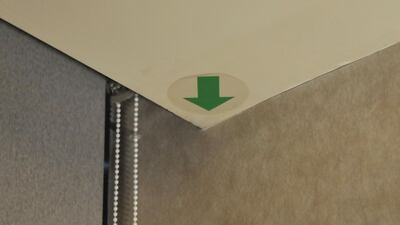 A sign indicating the direction of Mecca at a Muslim prayer room at the Gaia Hotel in the Beitou district near Taipei. Mandy Cheng / AFP