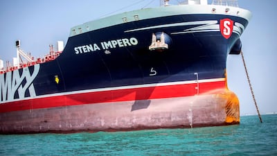 Stena Impero, a British-flagged vessel owned by Stena Bulk, is seen at undisclosed place off the coast of Bandar Abbas, Iran. Reuters