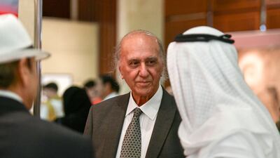 Ala Bashir at his exhibition at the Sultan bin Ali Al Owais Cultural Foundation