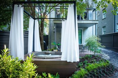 This duplex home in Atlanta has a Zen garden and private hot tub. Courtesy Airbnb