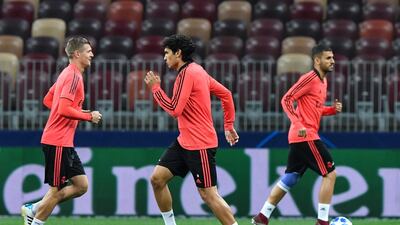 Real Madrid players take part in a training session. AFP