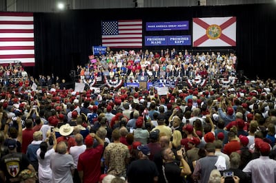 US President Donald Trump at a campaign rally in Florida. Zack Wittman / Bloomberg