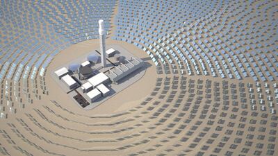 TuNur CSP in Tunisia, an export project with integrated transmission from Tunisia to Italy, which is shown here is the CSP Tower technology, which Acwa plans to use in its South African project. Courtesy TuNur